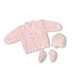 Set Golfino+Scarpette+Cappello in Misto Lana 0/6 Mesi