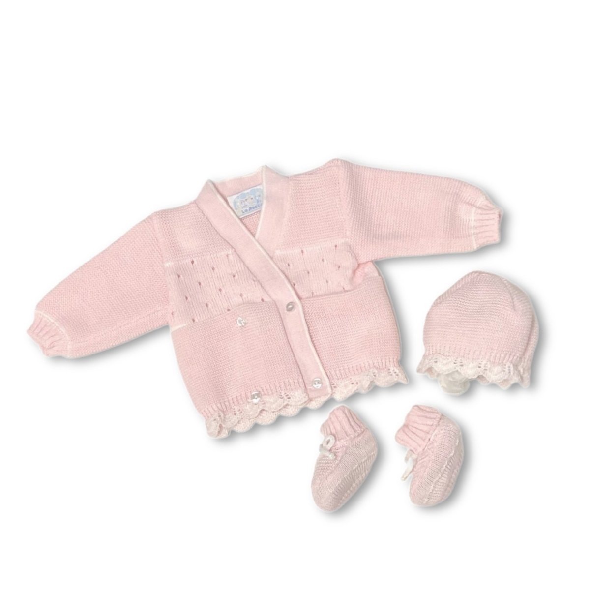 Set Golfino+Scarpette+Cappello in Misto Lana 0/6 Mesi