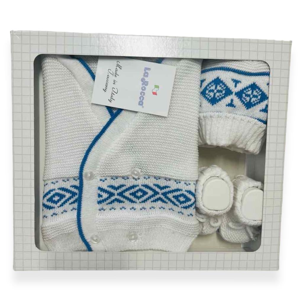 Set Golfino+Scarpette+Cappello in Cotone 0/6 Mesi