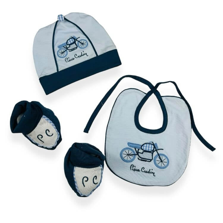Set Cotone Cappello+scarpe+bavetta