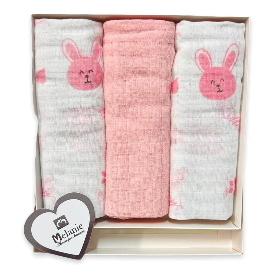 3 Pannetti Mussole rosa Coniglio