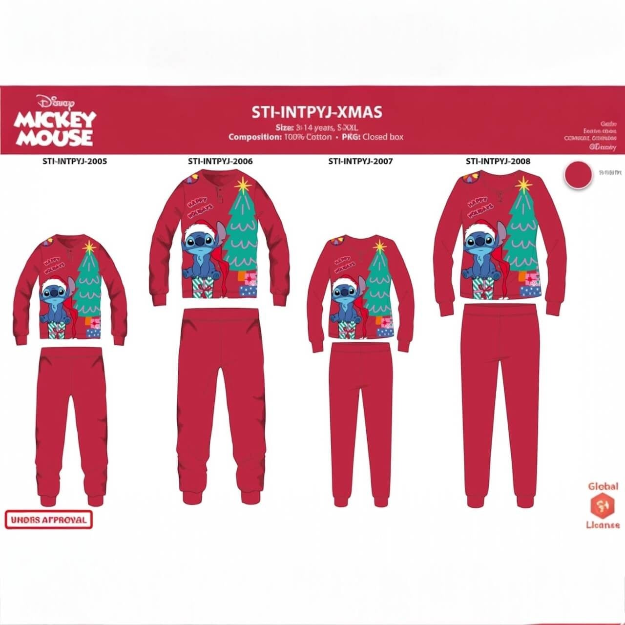 18 pezzi Pigiama Stitch Natalizio set famiglia