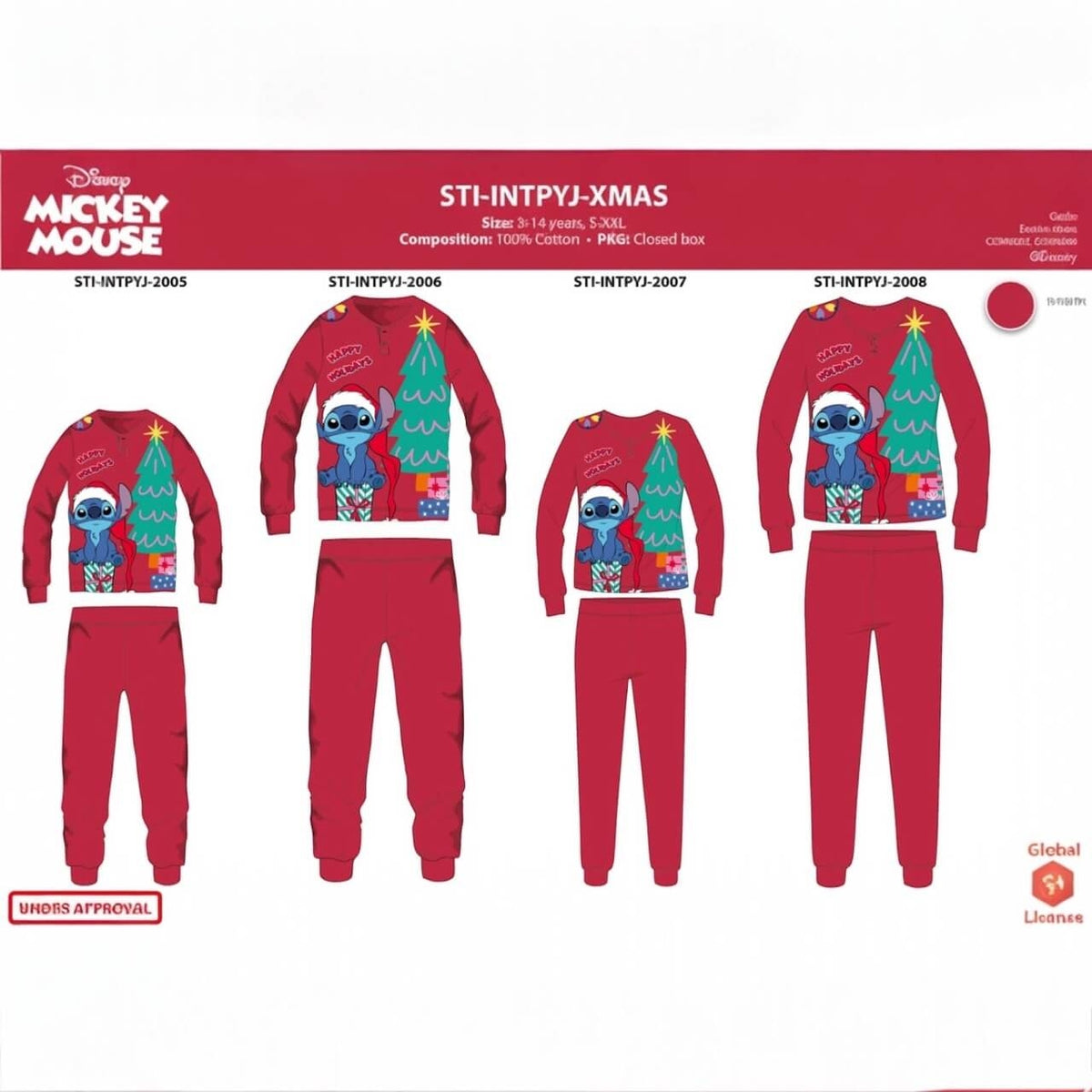 18 pezzi Pigiama Stitch Natalizio set famiglia