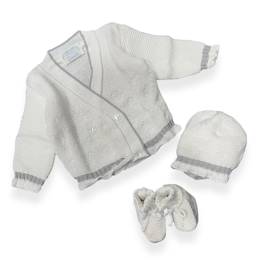 Set Golfino+Scarpette+Cappello in Cotone 0/6 Mesi