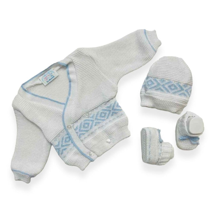 Set Golfino+Scarpette+Cappello in Cotone 0/6 Mesi