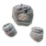 Set Cappello+Scarpe in ciniglia Pastello 0/3 Mesi
