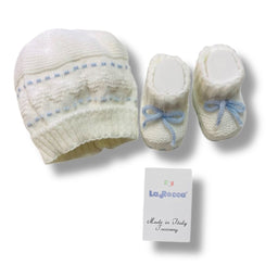 Set Cappello+Scarpe in Misto Lana 0/3 Mesi