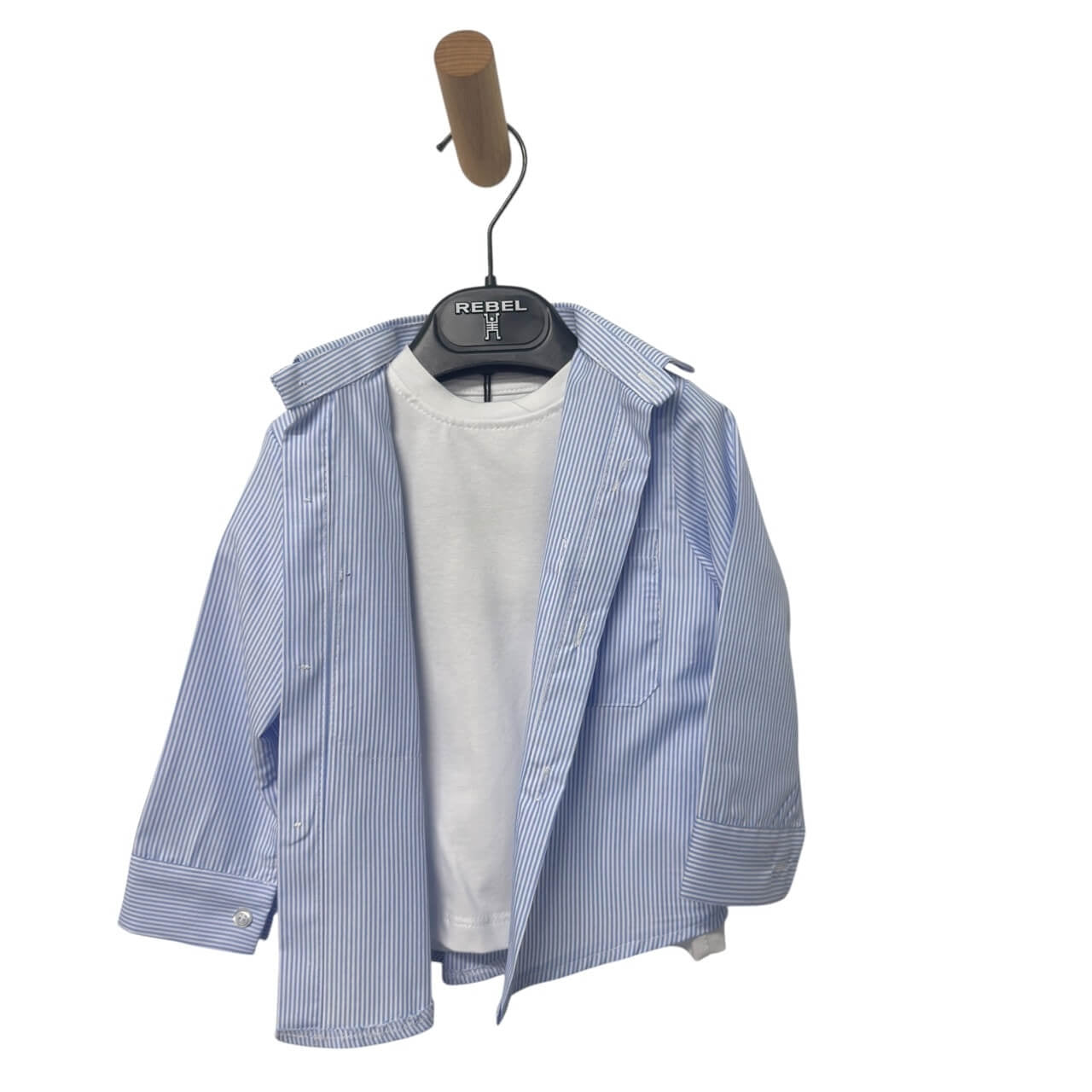 Completo – Camicia a Righe + T-shirt Bianca