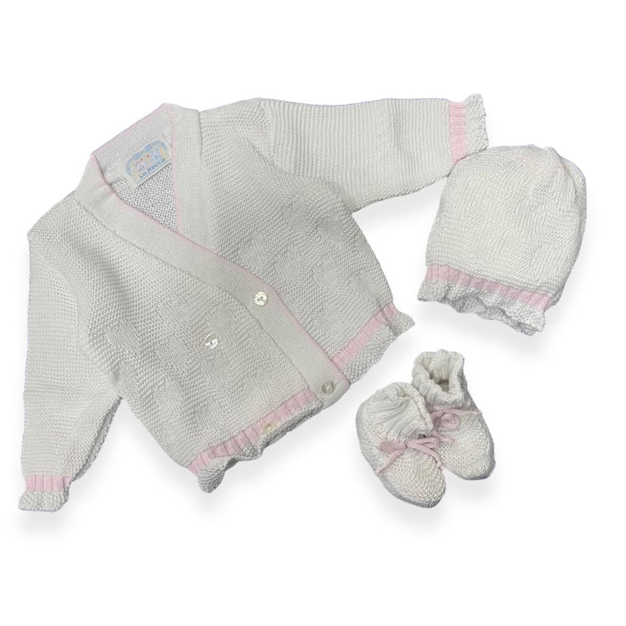 Set Golfino+Scarpette+Cappello in Cotone 0/6 Mesi