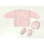 Set Golfino+Scarpette+Cappello in Misto Lana 0/6 Mesi