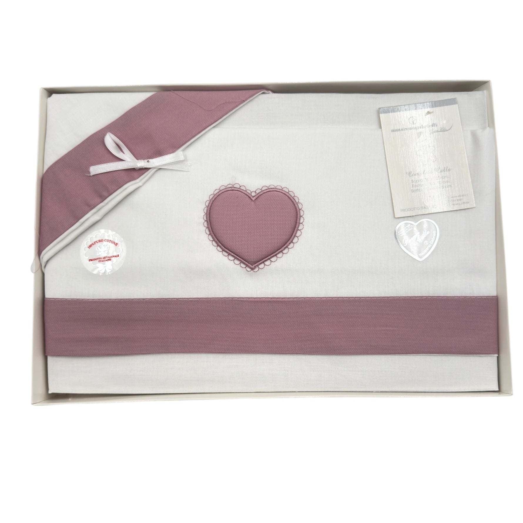 Completo Carrozzina Cuore 100% Cotone