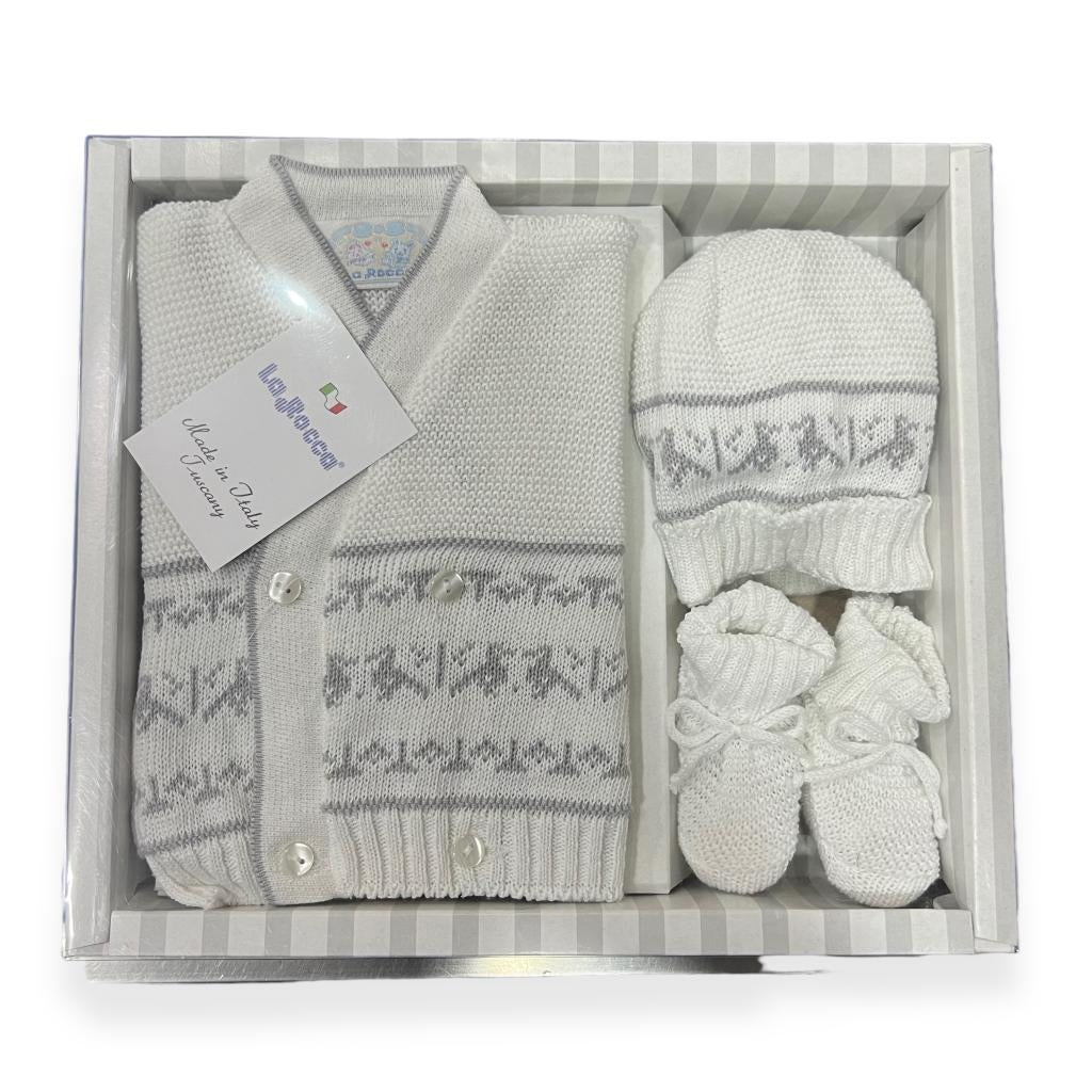 Set Golfino+Scarpette+Cappello in Cotone 0/6 Mesi