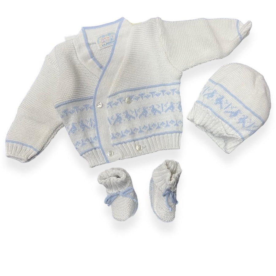Set Golfino+Scarpette+Cappello in Cotone 0/6 Mesi