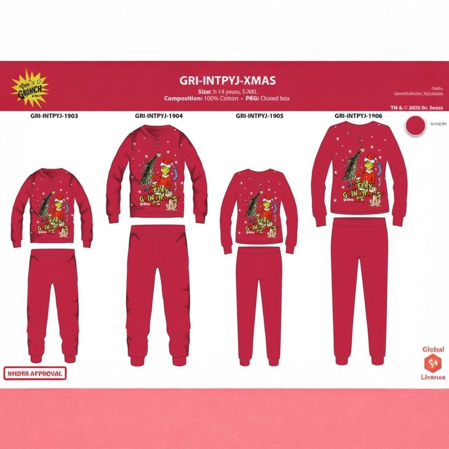 18 pezzi Pigiama Grinch Natalizio set famiglia