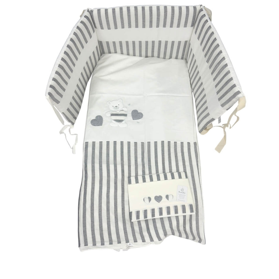 Completo trapunta lettino con lenzuola e paracolpi Pastello