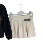 Completo Bambina 2 Pezzi – Felpa con Cappuccio e Gonna a Pieghe