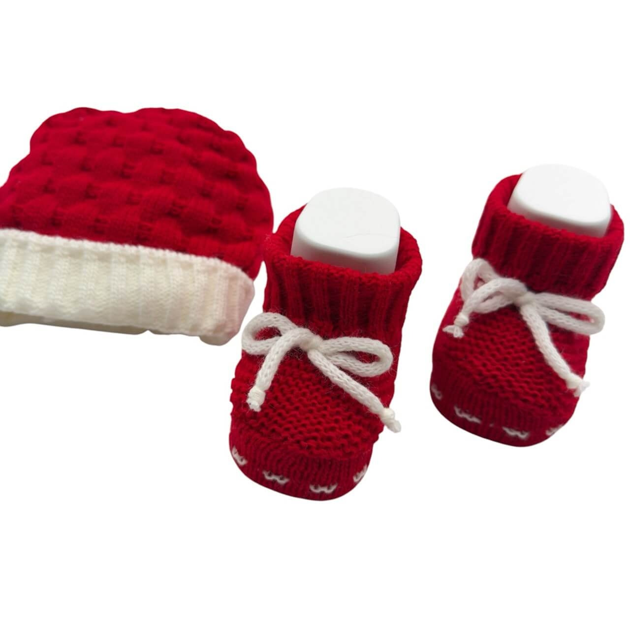 Set Cappello+Scarpe in Misto Lana 0/3 Mesi