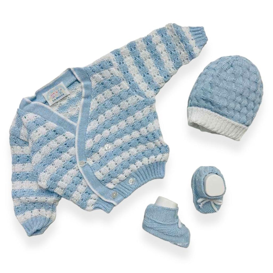 Set Golfino+Scarpette+Cappello in Cotone 0/6 Mesi