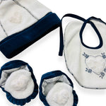 Set in Ciniglia Cappello+scarpe+bavetta