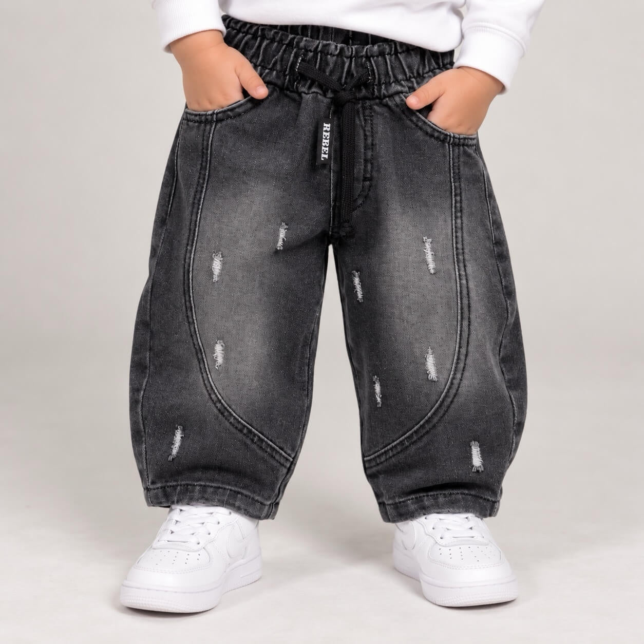 Jeans Nero Ballon Neonato - Rebel