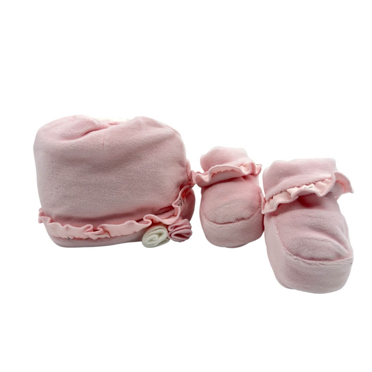 Set Cappello + Scarpe in ciniglia Pastello 0/3 Mesi