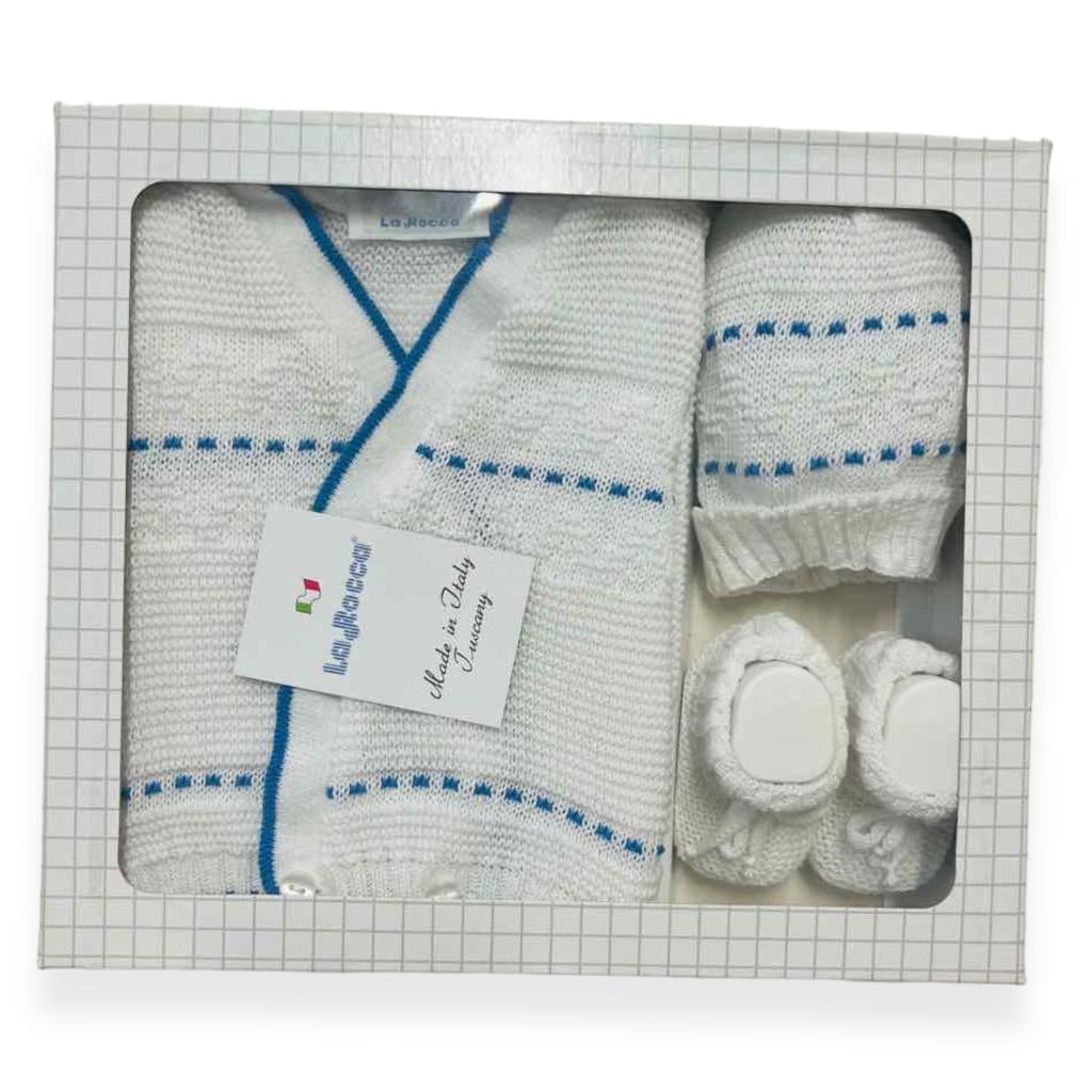 Set Golfino+Scarpette+Cappello in Cotone 0/6 Mesi