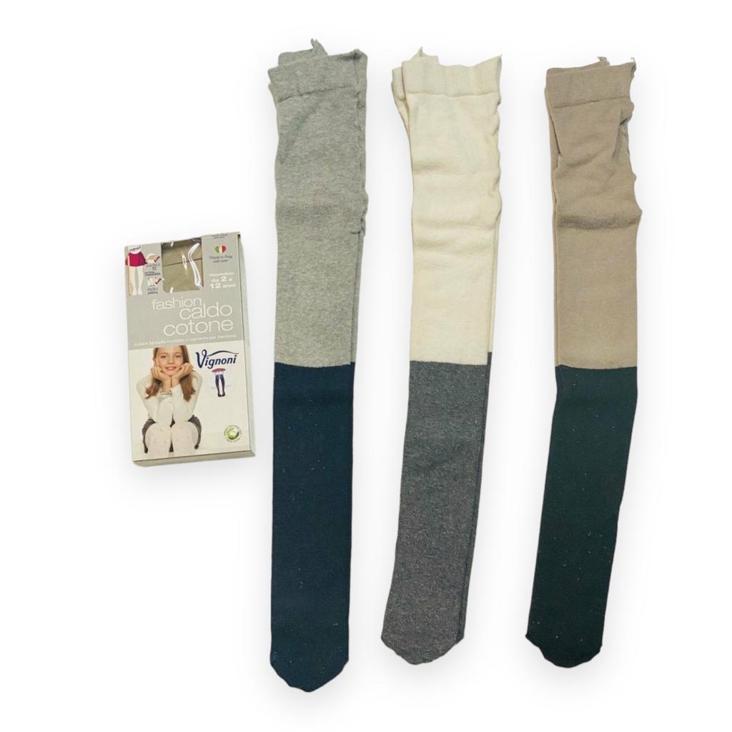 3 Collant Bimba Ricamate Vignoni Cotone invernale
