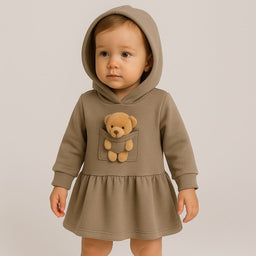 Vestito Neonata con Cappuccio e Orsetto