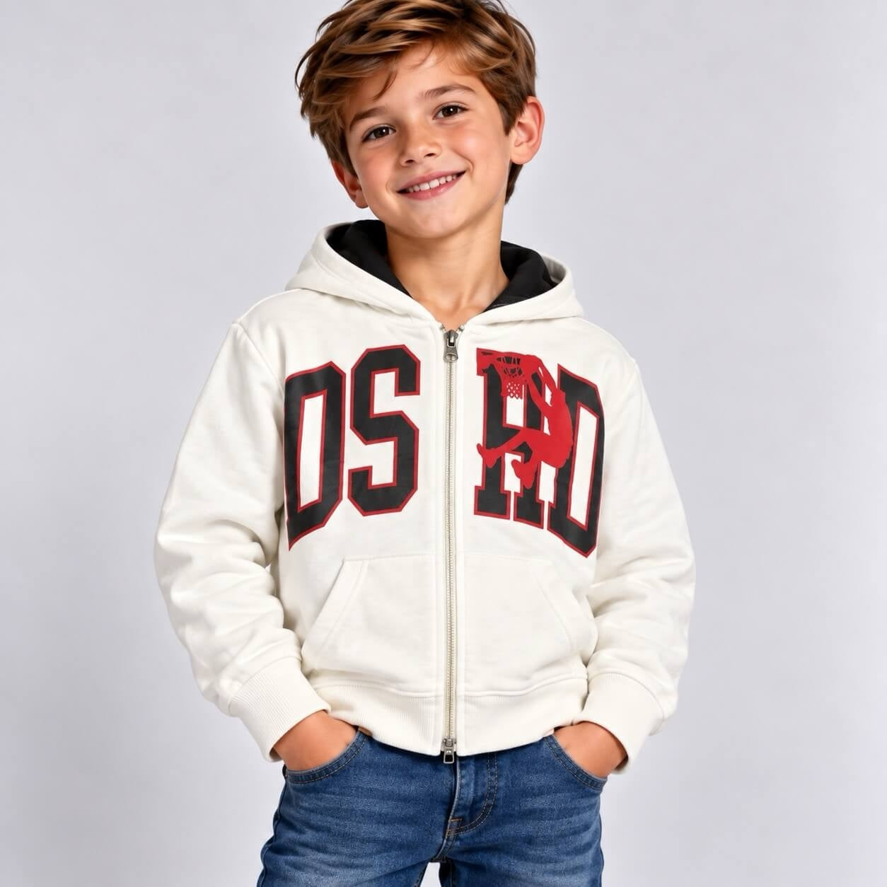 Felpa stampata invernale Felpata con zip - XOUT JEANS
