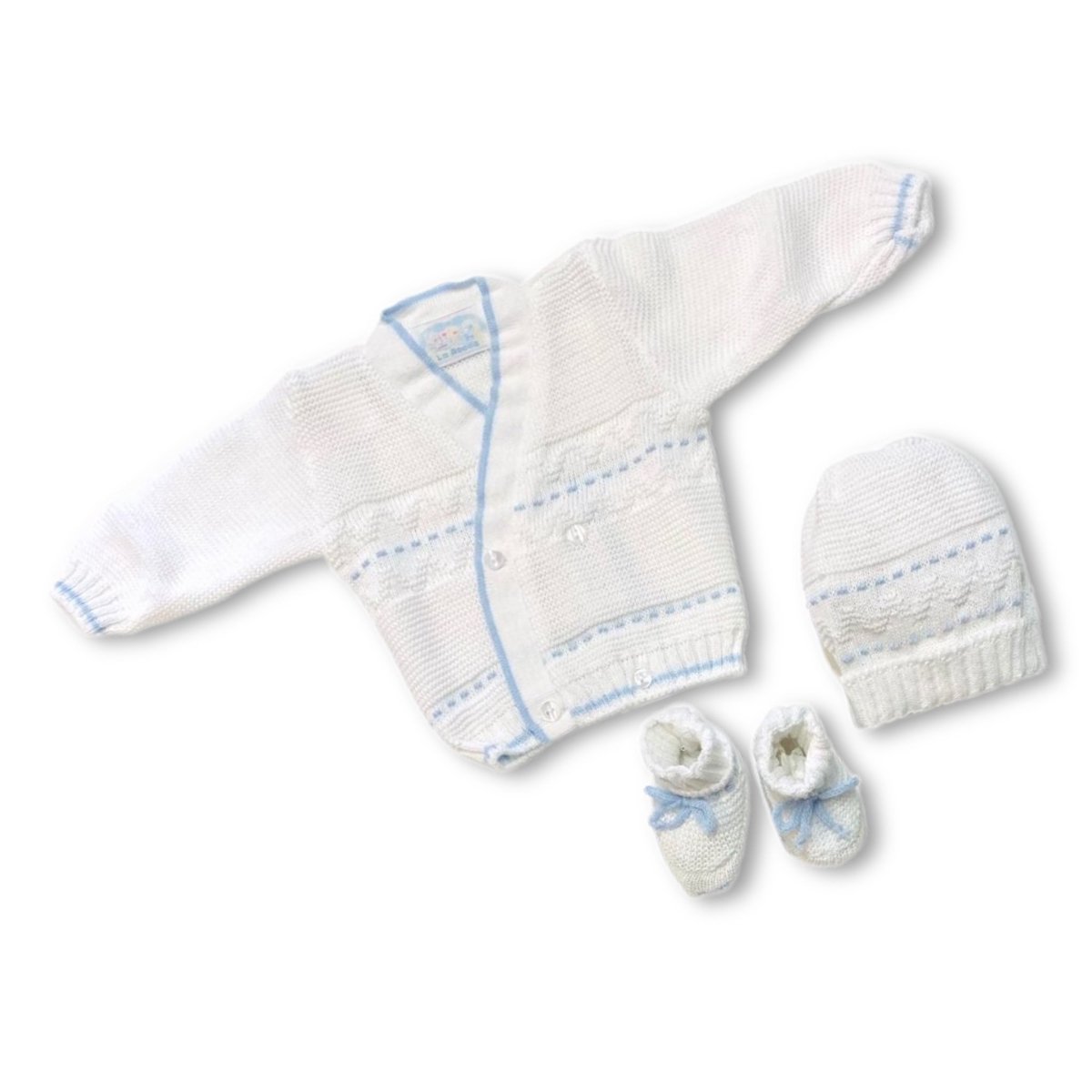 Set Golfino+Scarpette+Cappello in Cotone 0/6 Mesi