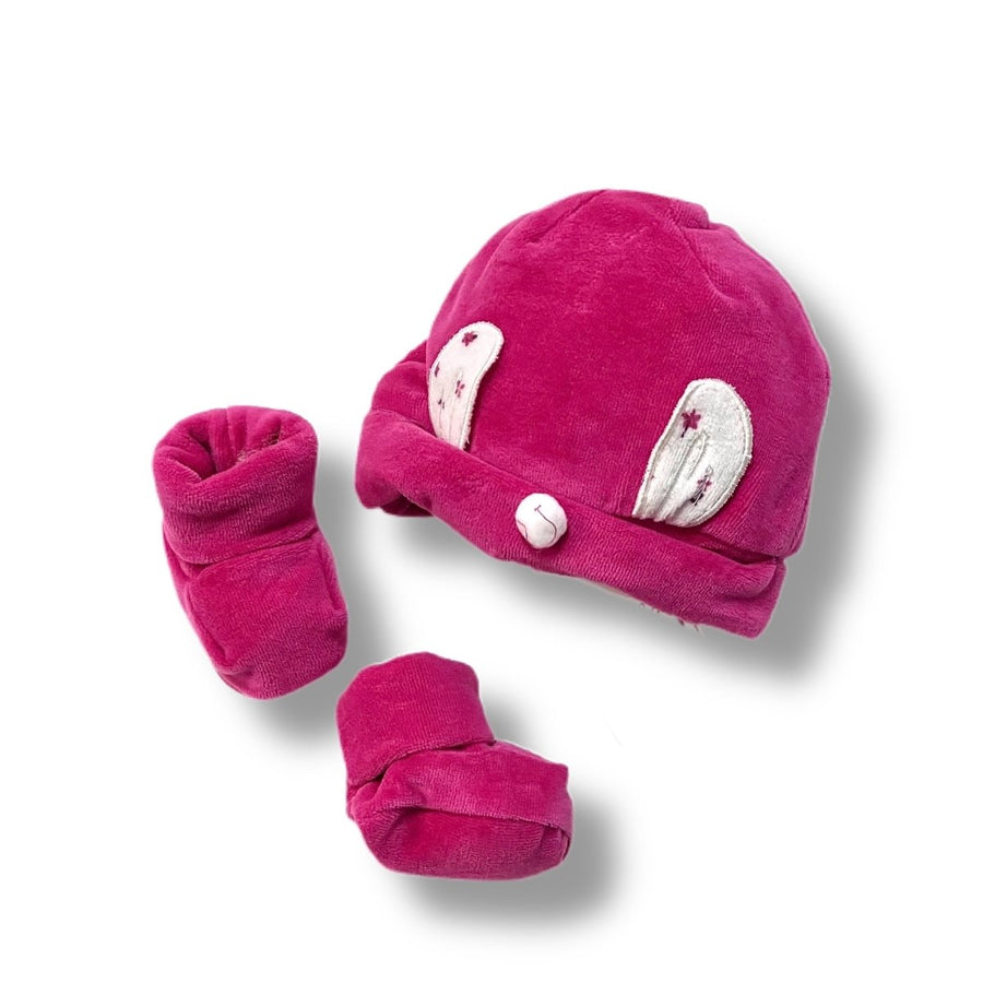 Set Cappello+Scarpe in ciniglia Pastello 0/3 Mesi