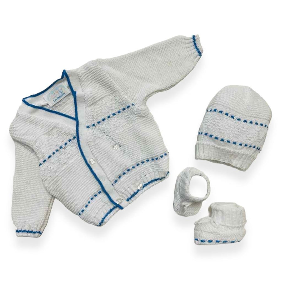 Set Golfino+Scarpette+Cappello in Cotone 0/6 Mesi