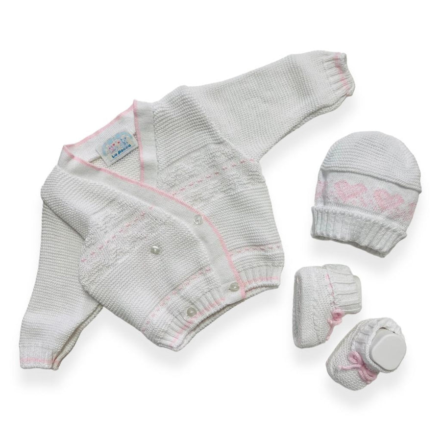 Set Golfino+Scarpette+Cappello in Cotone 0/6 Mesi