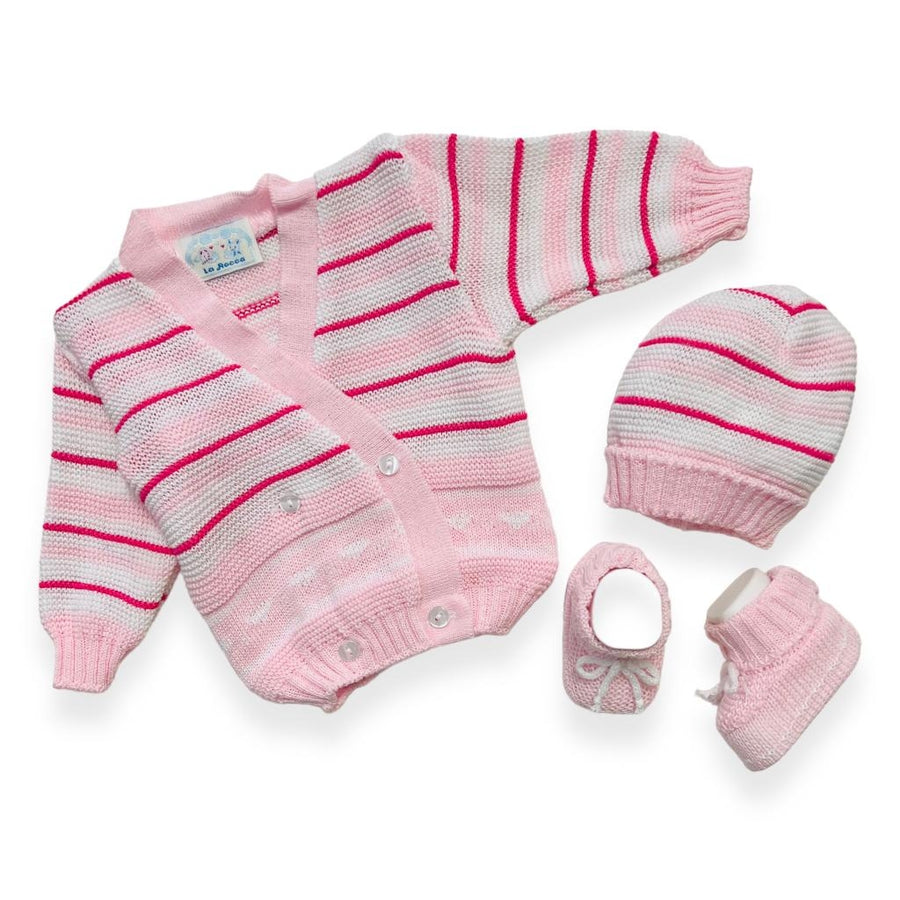 Set Golfino+Scarpette+Cappello in Cotone 0/6 Mesi