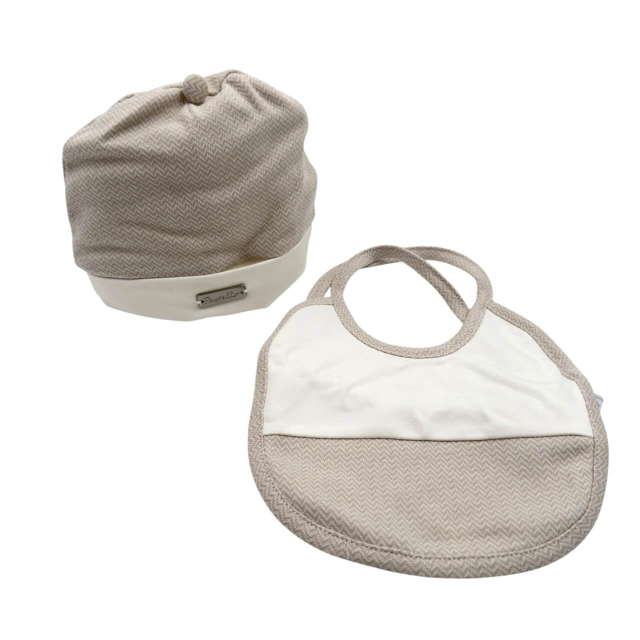 Set Cappello in ciniglia + Bavetta caldo cotone Pastello 0/3 Mesi