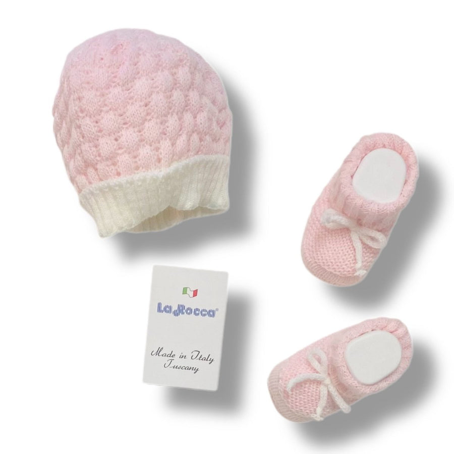 Set Cappello+scarpe in Misto Lana