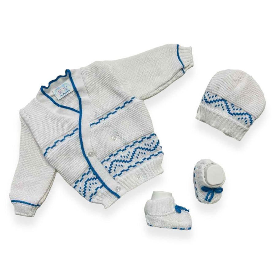 Set Golfino+Scarpette+Cappello in Cotone 0/6 Mesi