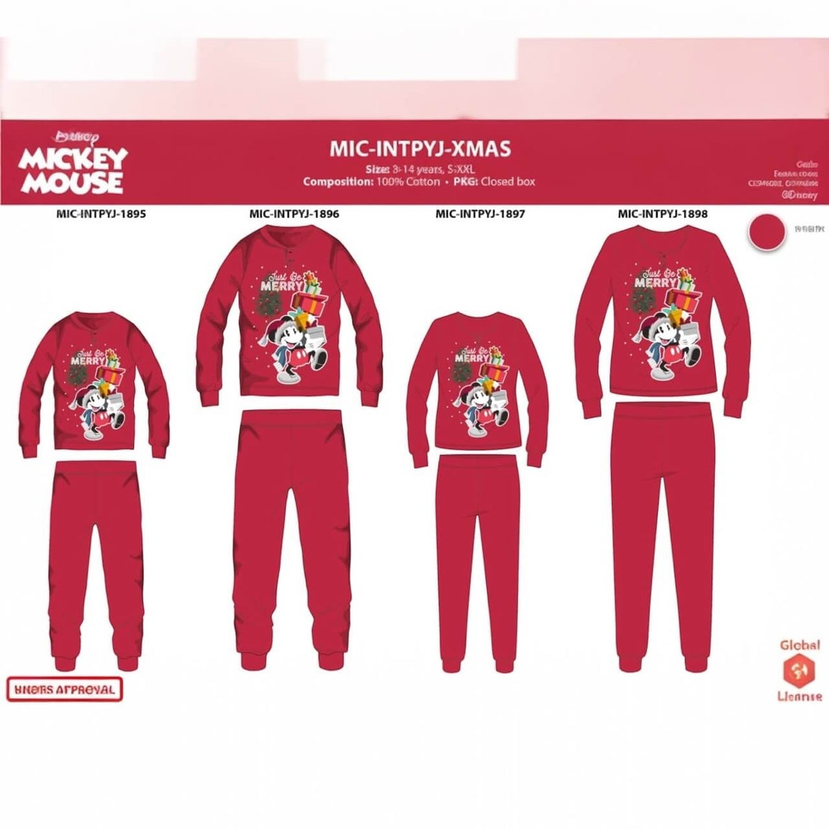 18 pezzi Pigiama DISNEY Natalizio set famiglia