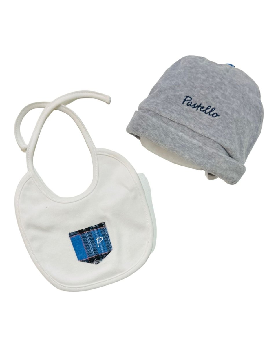 Set Cappello+Bavetta in Caldo Cotone Pastello 0/3 Mesi