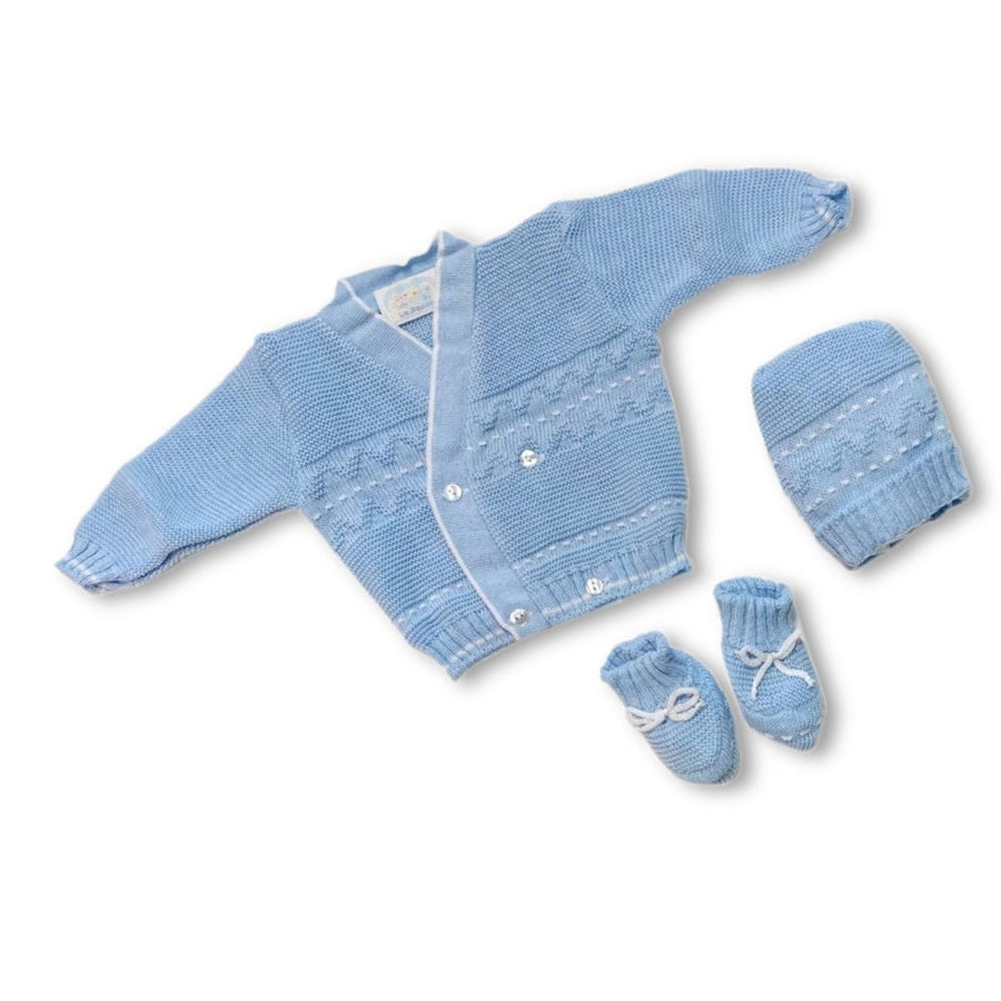 Set Golfino+Scarpette+Cappello in Cotone 0/6 Mesi