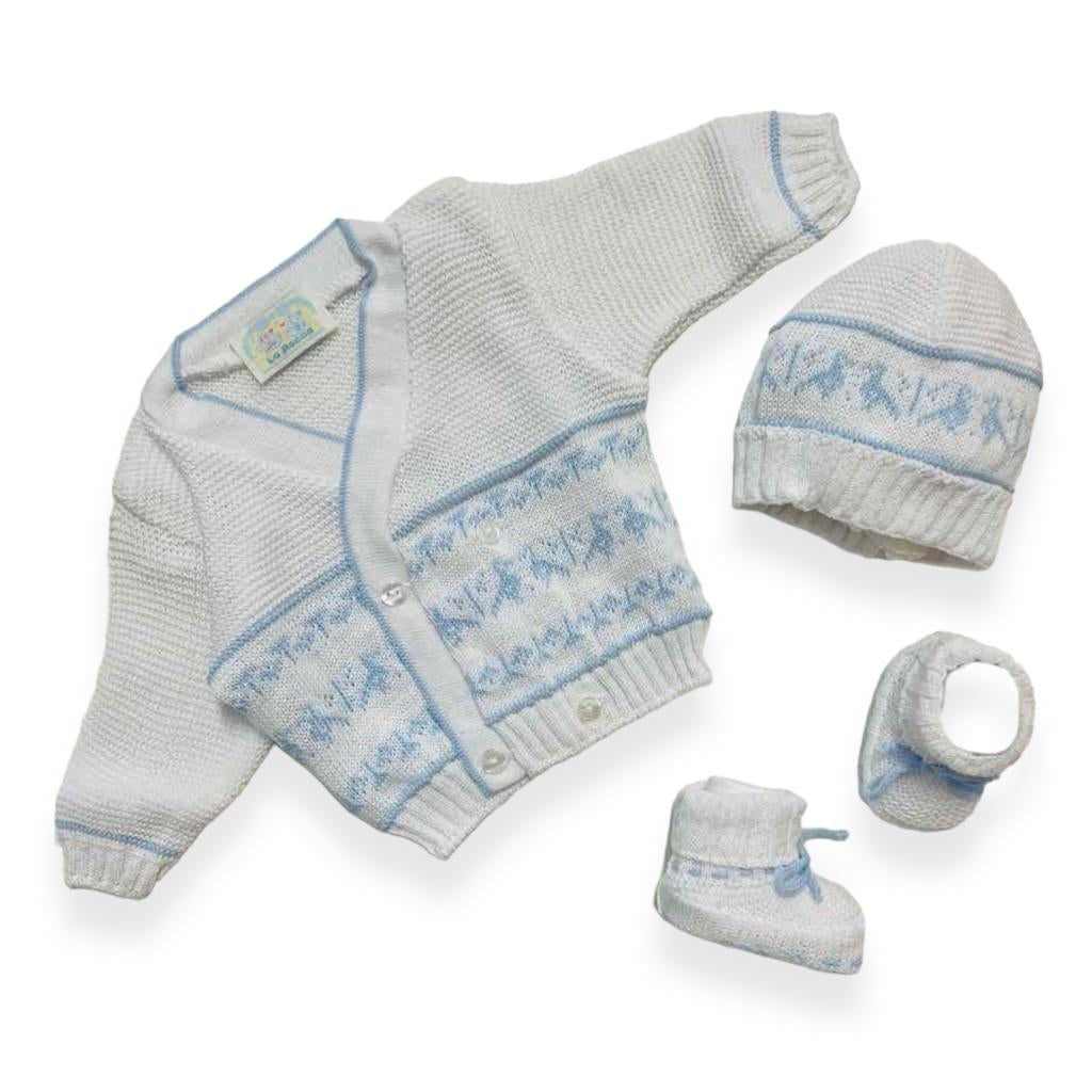 Set Golfino+Scarpette+Cappello in Cotone 0/6 Mesi