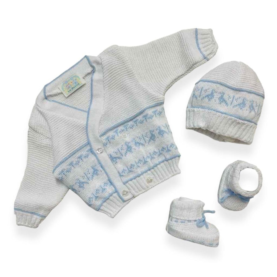 Set Golfino+Scarpette+Cappello in Cotone 0/6 Mesi