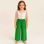 Completo Bambina Top con Bottoni e Pantalone