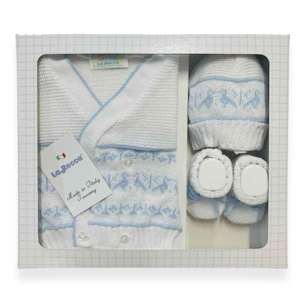 Set Golfino+Scarpette+Cappello in Cotone 0/6 Mesi