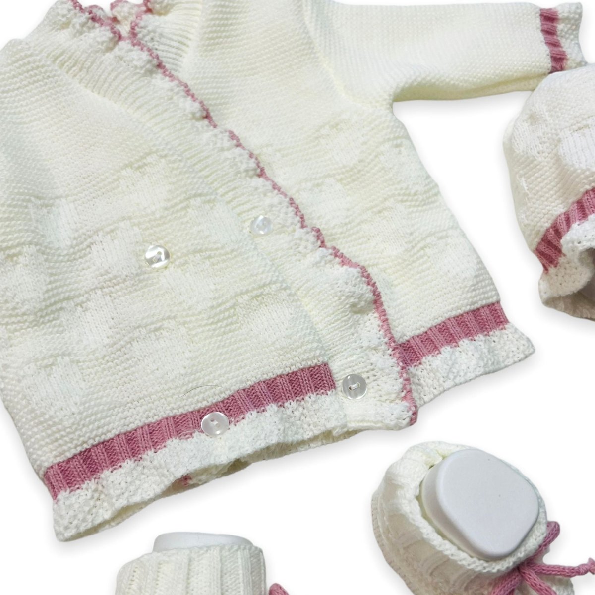 Golfino+Scarpette+Cappello in Misto Lana 0/6 Mesi