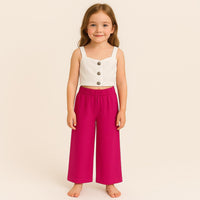 Completo Bambina Top con Bottoni e Pantalone