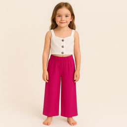 Completo Bambina Top con Bottoni e Pantalone
