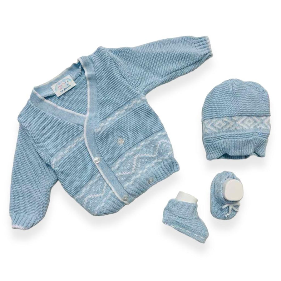 Set Golfino+Scarpette+Cappello in Cotone 0/6 Mesi
