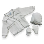 Set Golfino+Scarpette+Cappello in Cotone 0/6 Mesi