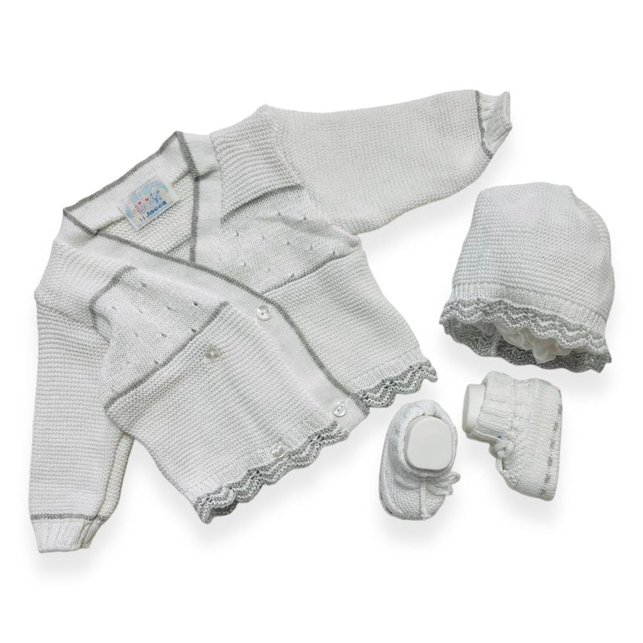 Set Golfino+Scarpette+Cappello in Cotone 0/6 Mesi
